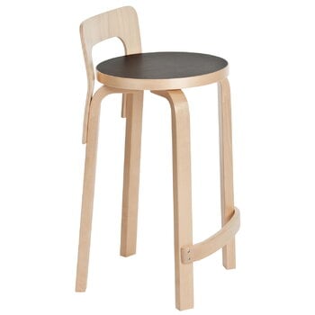 Bar stools & chairs, Aalto high chair K65, black linoleum, Black