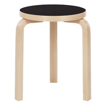 Stools, Aalto stool 60, black linoleum - birch, Black