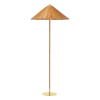 Floor lamps, Tynell 9602 floor lamp, brass - wicker willow, Gold