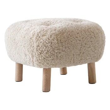 Poufs & ottomans, Little Petra ATD1 pouf, Moonlight sheepskin - white oiled oak, White