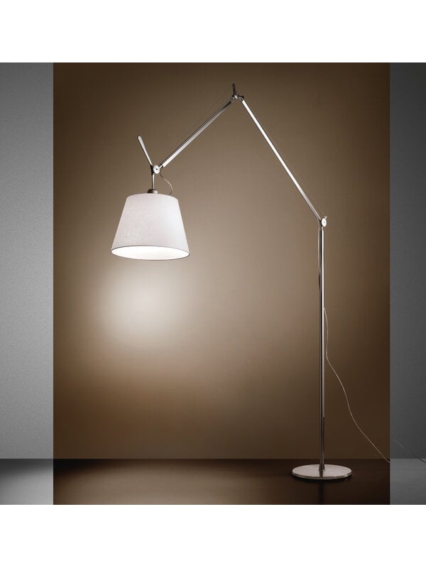 Floor lamps, Tolomeo Mega floor lamp 42 cm, aluminium - parchment, Silver